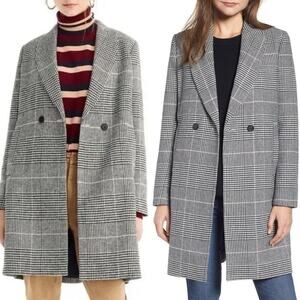 J. Crew Daphne Longline Glen Plaid Houndstooth Wool Blend Topcoat Coat size 2